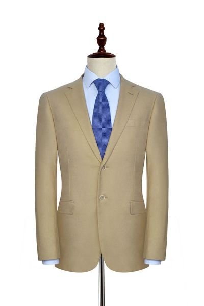 Taupe Single Breasted Leisure Suits for Men with Notch Lapel