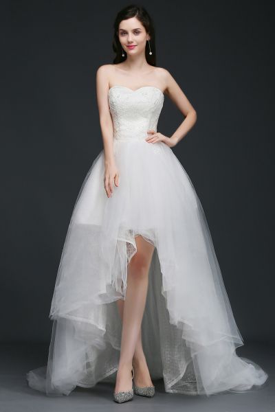A-line V-neck Sleeveless Sweep / Brush Train Tulle Bridal Gown With Appliques