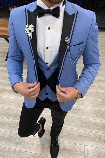 Blue Slim Fit Peaked Lapel Business Suit