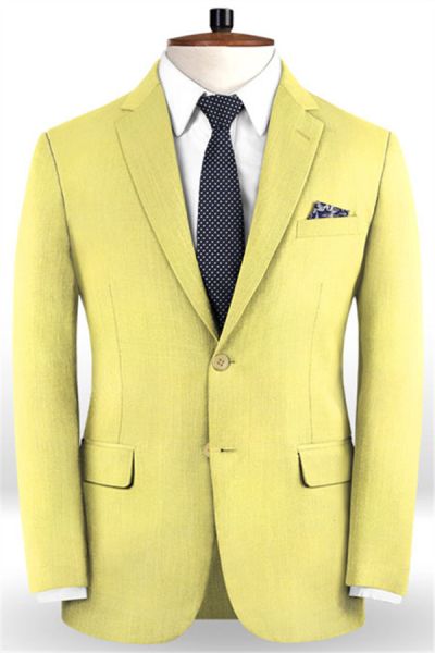 Comfortable Yellow Two Pieces Tuxedo  Prom Suits for Sale