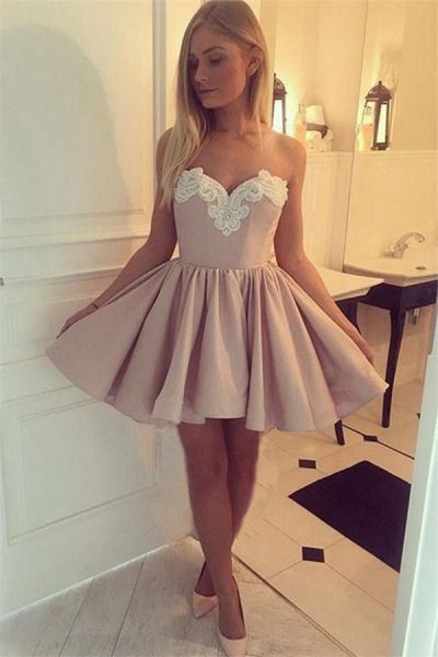 A-line Sweetheart Neck Sleeveless Mini Party Dress With Appliques
