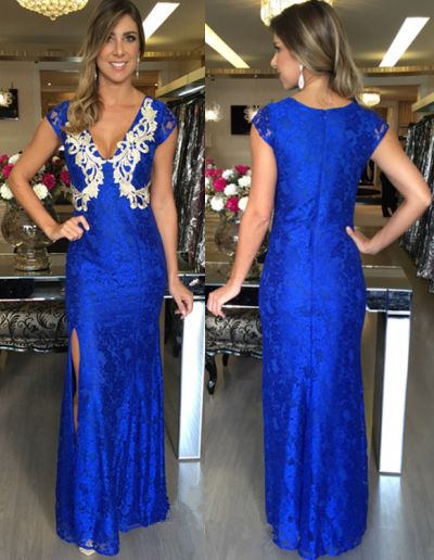 Mermaid V-neck Floor-length Evening Gown With Lace