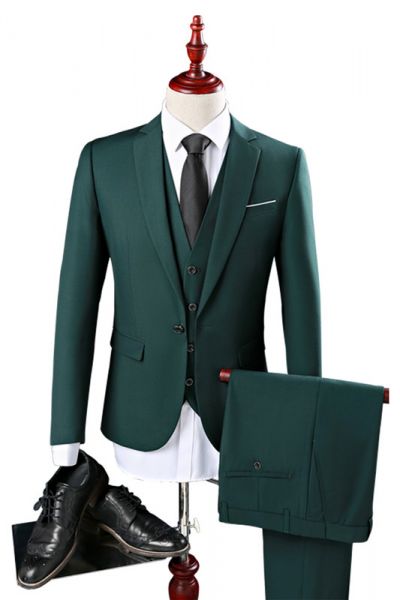 Green Bespoke Tuxedo with  Notch Lapel