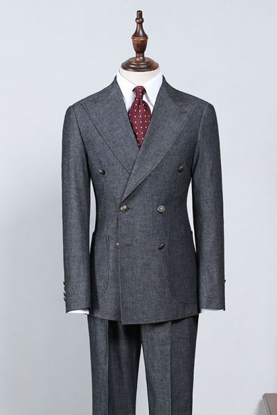 Dark Gray Double Breasted Formal Menswear