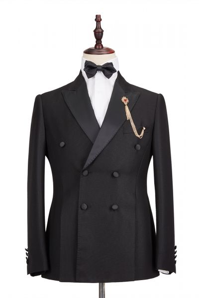 Black Double Breasted Men's Wedding Suit