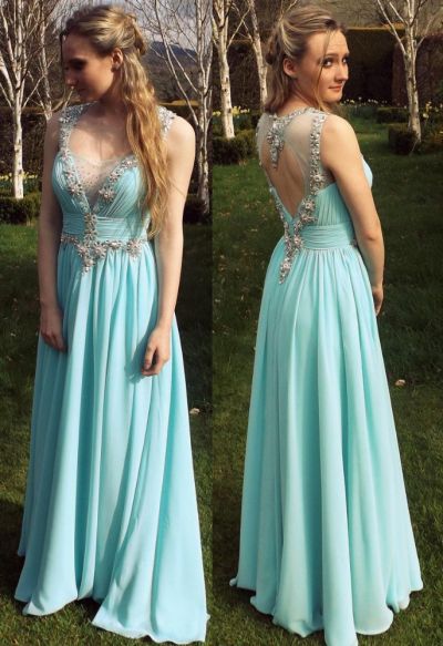 A-line Sweetheart Neck Sleeveless Floor-length 100D Chiffon Evening Dress With Crystal Floral Pin