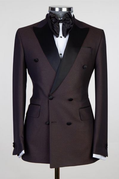 Chocolate Double Breasted Two Pieces Prom Men Suit