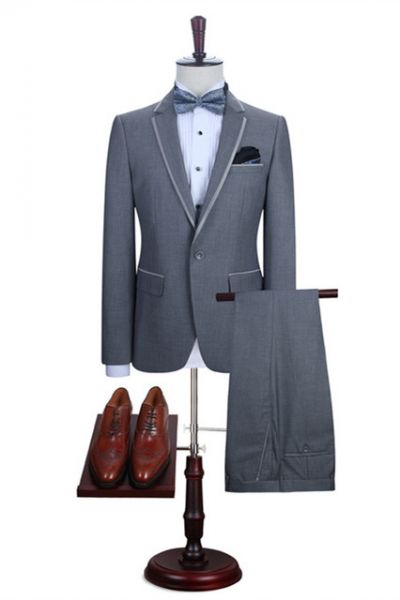 Gray Slim Fit Men's  Suit