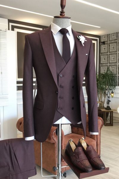 Burgundy Tailored Business Suit