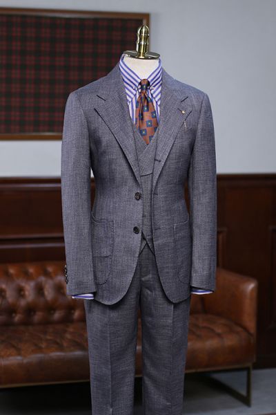 Dark Gray Plaid Slim Fit Business Suit