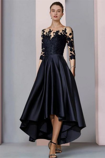 Black Short Mother of the Bride Dress with Sleeves