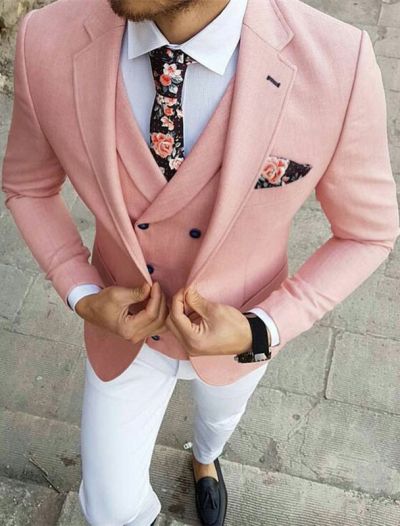 Blushing Pink Single Breasted Men's Suit with Notched Lapel for Prom