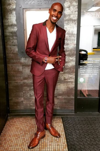 Burgundy Slim Fit Peaked Lapel Prom Men Suit