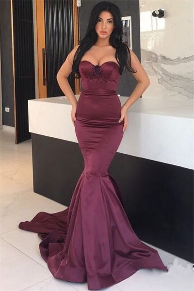 Mermaid Strapless Sleeveless Court Train Formal Wear With Beading