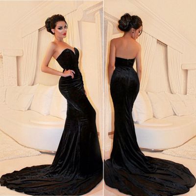 Mermaid Sweetheart Neck Sleeveless Evening Dress With Court Train