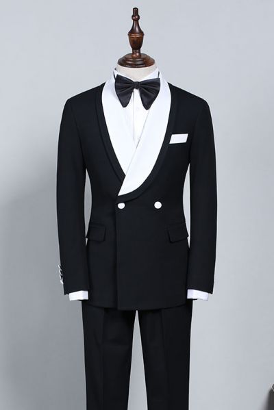 Black And White Slim Fit Wedding Suit