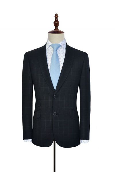 Black Check Pattern Business Suits for Men