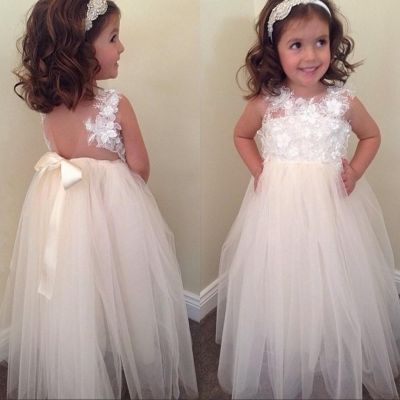 Empire Tulle 2026 Flower Girl Dress Sleeveless Flower Gowns with Bowknot