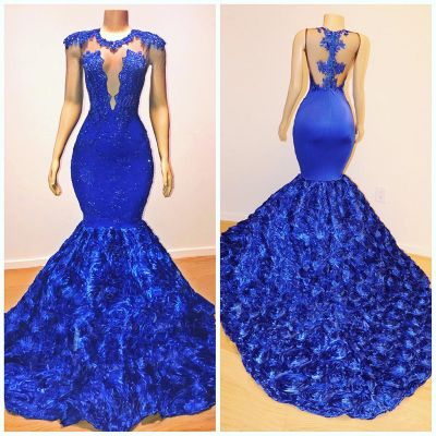 Mermaid Jewel Neck Sleeveless Court Train Formal Dress With Appliques