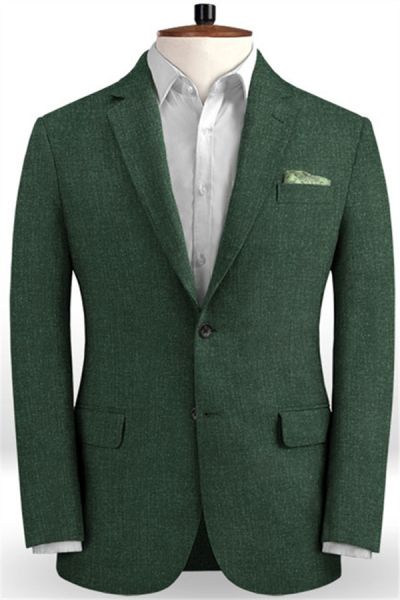 Dark Green Two Buttons Notched Lapel Men Suits