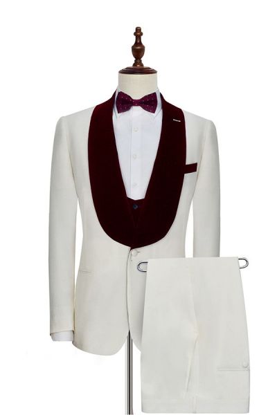 White Velvet Wedding Tuxedos