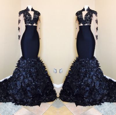 Mermaid High Neck Sweep / Brush Train Stretch Satin Evening Dress With Lace