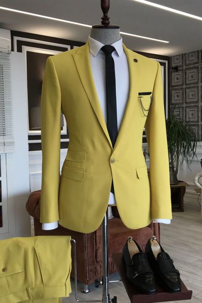 Yellow Suit with Peaked Lapel