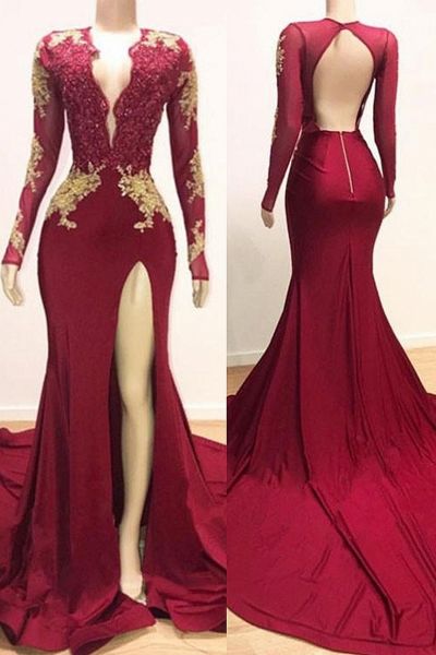 Mermaid Plunging Neckline Floor-length Evening Gown With Lace