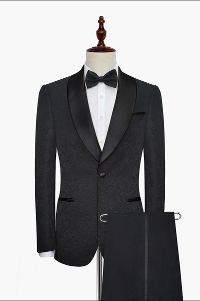 Black Jacquard Wedding Tuxedo