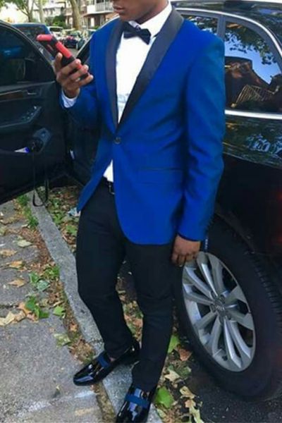 Royal Blue Prom Suit with Shawl Lapel