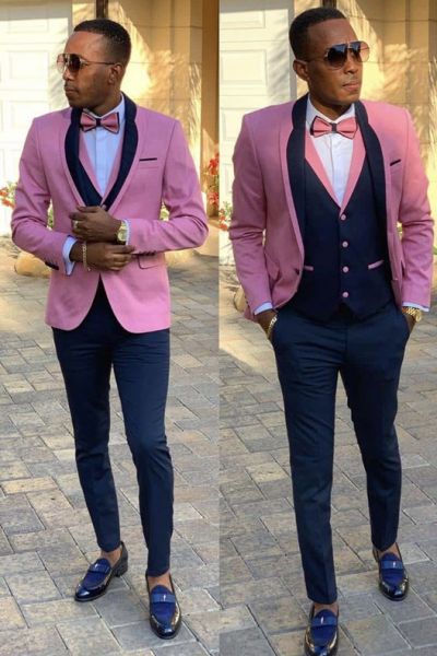 Pink Slim Fit Shawl Lapel Men's Suit for Prom