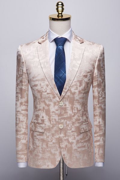 Champagne Pink Printed Prom Suit
