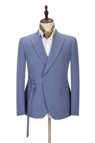 Prom Ocean Blue Slim Fit Peaked Lapel Men's Suit