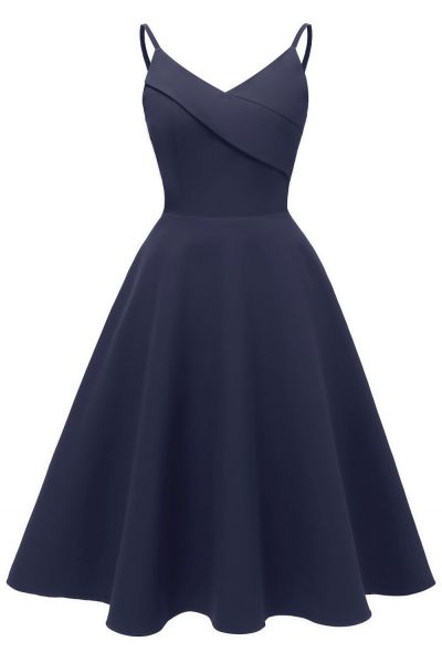 A-line Spaghetti Straps Sleeveless Knee-length Satin Chiffon Party Dress