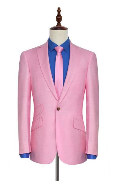 Candy Pink Single Breasted Mens Suits with Notched Lapel for  Business