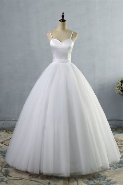A-line Spaghetti Straps Floor-length Tulle Bridal Attire