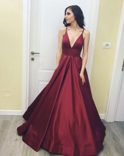 A-line V-neck Sleeveless Floor-length Evening Gown