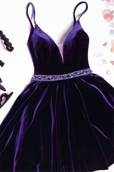 A-line Spaghetti Straps Sleeveless Mini Party Dress With Crystal