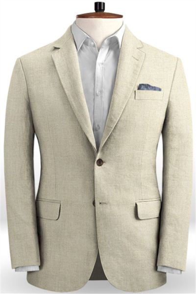 [Khaki Linen Men Suit