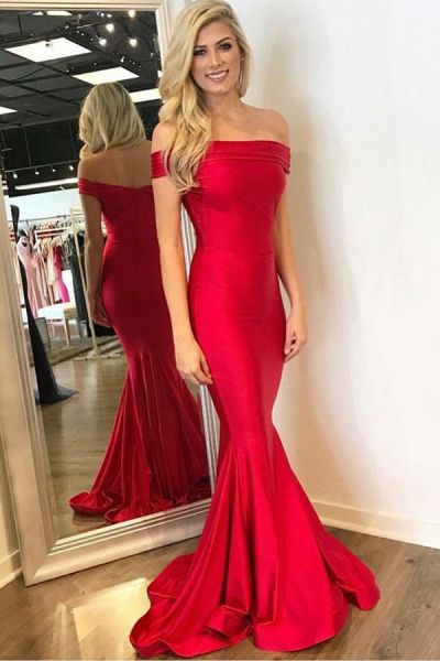 Mermaid Off-the-shoulder Sleeveless Formal Dress With Sweep / Brush Train