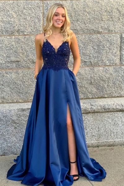 A-line Spaghetti Straps Sleeveless Floor-length Satin Homecoming Dress With Ruffles