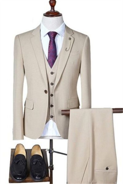 Light Champagne 3-Piece Business Suit