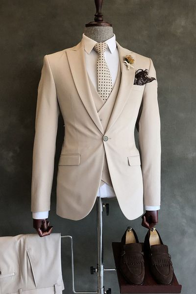 Champagne Single Breasted Business Suit