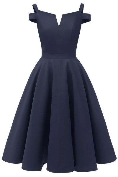 A-line Knee-length Satin Chiffon Party Dress