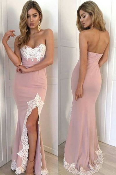 Column Sweetheart Neck Sleeveless Floor-length Formal Dress With Lace