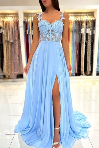 Column Straps Sleeveless Floor-length 100D Chiffon Formal Wear With Ruffles
