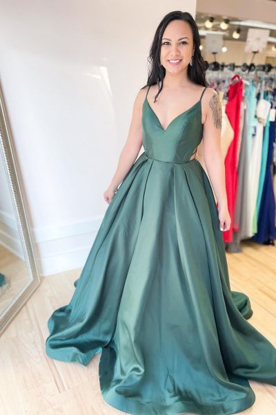 A-line Spaghetti Straps Sweetheart Neck Sleeveless Floor-length Satin Evening Gown With Ruffles