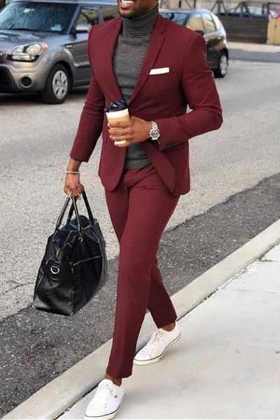 Burgundy Slim Fit One-Button Business Suit