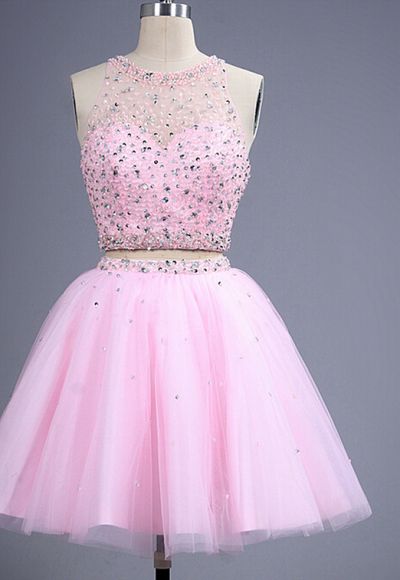 A-line Halter-neck Sleeveless Mini Tulle Homecoming Dress With Beading