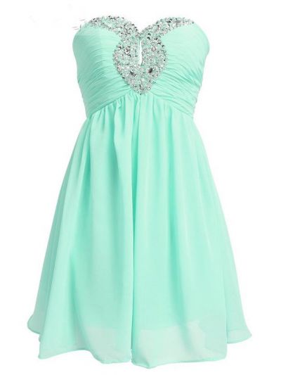 A-line Sweetheart Neck Sleeveless Mini 100D Chiffon Homecoming Dress With Beading